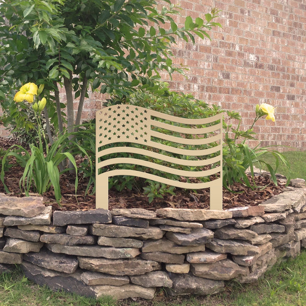 Patriotic American Flag Metal Garden Stake - Outdoor USA Home Decor - Independence Day Decorations - Laser Cut Yard Art - Gift for Veteran