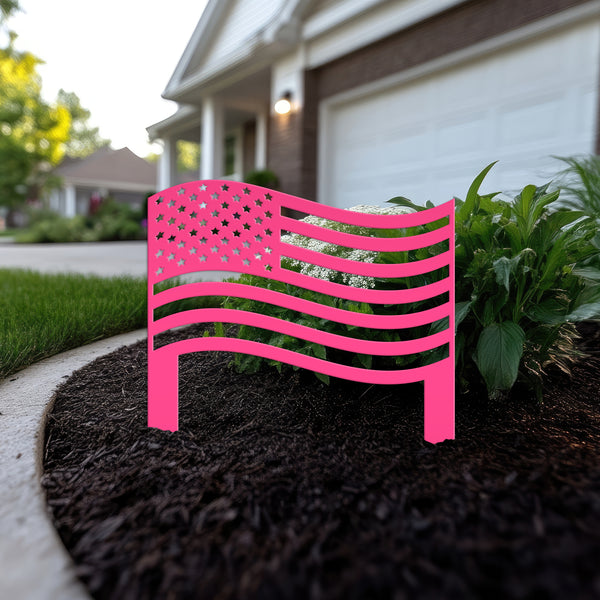 Patriotic American Flag Metal Garden Stake - Outdoor USA Home Decor - Independence Day Decorations - Laser Cut Yard Art - Gift for Veteran