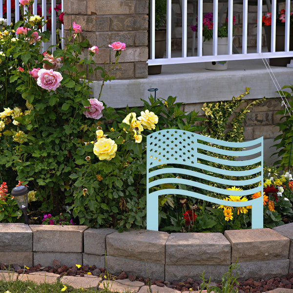 Patriotic American Flag Metal Garden Stake - Outdoor USA Home Decor - Independence Day Decorations - Laser Cut Yard Art - Gift for Veteran