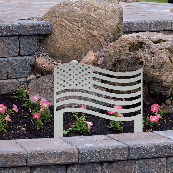 Patriotic American Flag Metal Garden Stake - Outdoor USA Home Decor - Independence Day Decorations - Laser Cut Yard Art - Gift for Veteran