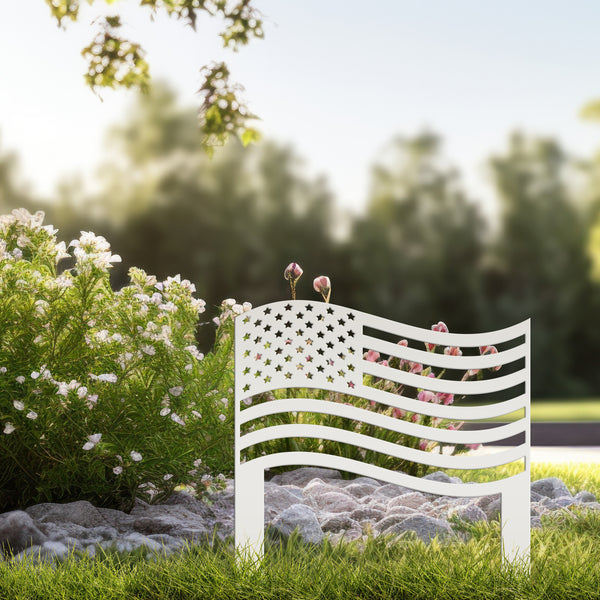 Patriotic American Flag Metal Garden Stake - Outdoor USA Home Decor - Independence Day Decorations - Laser Cut Yard Art - Gift for Veteran