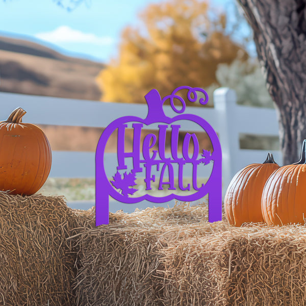 Hello Fall Pumpkin Metal Yard Stake-Fall Yard Decoration-Fall Decor
