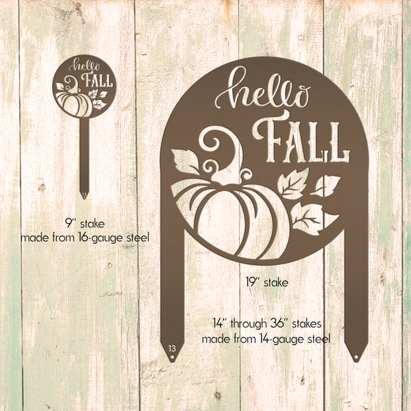 Hello Fall Metal Yard Stake - Autumn Decor