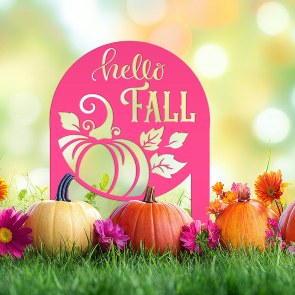 Hello Fall Metal Yard Stake - Autumn Decor