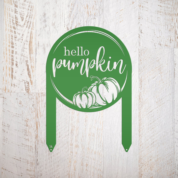 Hello Pumpkin Metal Yard Stake for Autumn Decor - Thanksgiving Lawn Ornament - Cute Fall Garden Decorations - Charming Outdoor Seasonal Sign