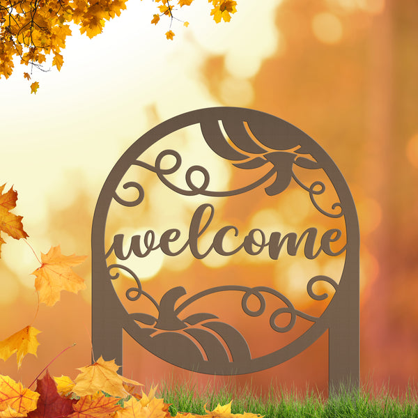 Pumpkin Welcome Yard, Welcome Fall Pumpkin Yard Stake, Welcome Fall Pumpkin Lawn Decor and Ornaments