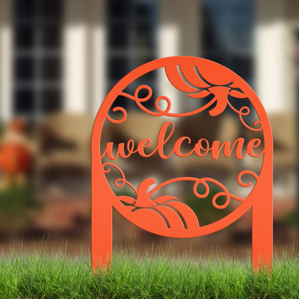 Pumpkin Welcome Yard, Welcome Fall Pumpkin Yard Stake, Welcome Fall Pumpkin Lawn Decor and Ornaments