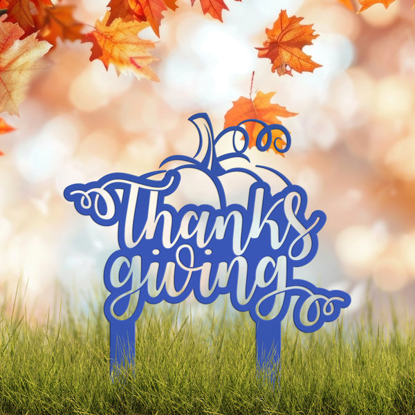 Thanksgiving Pumpkin Metal Yard Stake -Fall Decor-Outdoor Yard Decorations