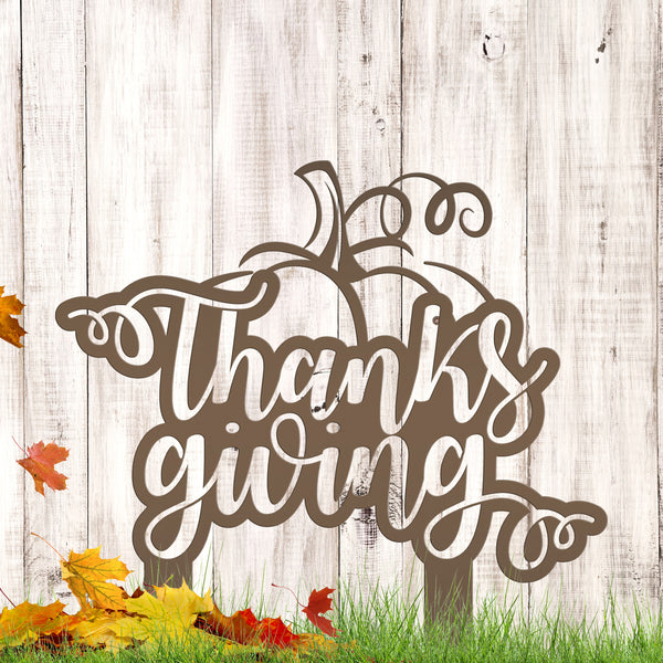 Thanksgiving Pumpkin Metal Yard Stake -Fall Decor-Outdoor Yard Decorations
