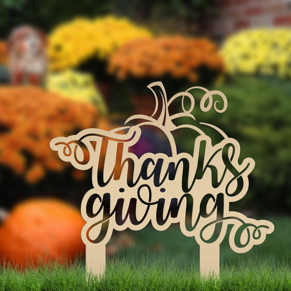 Thanksgiving Pumpkin Metal Yard Stake -Fall Decor-Outdoor Yard Decorations