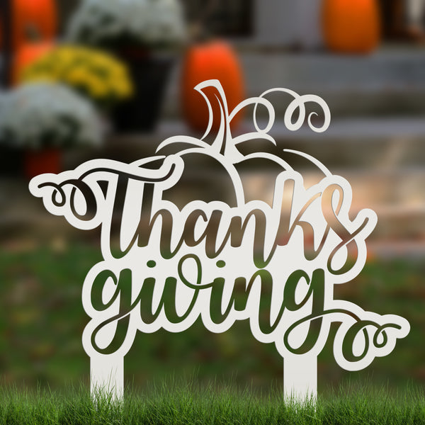Thanksgiving Pumpkin Metal Yard Stake -Fall Decor-Outdoor Yard Decorations