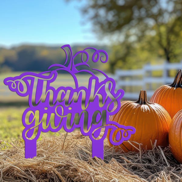 Thanksgiving Pumpkin Metal Yard Stake -Fall Decor-Outdoor Yard Decorations