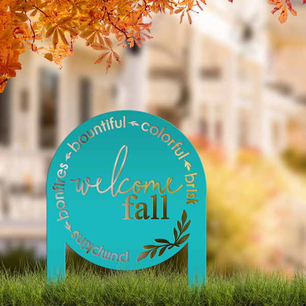 Welcome Fall Metal Yard Sign, Fall Yard Decor, Fall Lawn Decorations, Fall-Autumn Lawn Ornaments, Fall Decor for the Yard