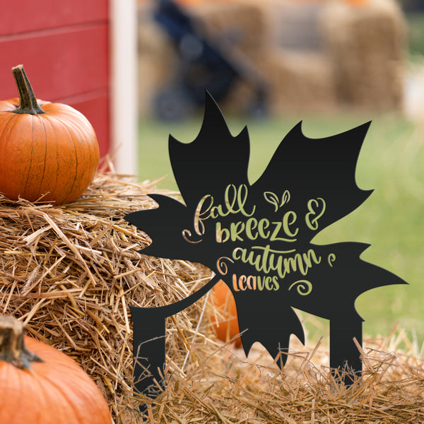 Fall Breeze Autumn Leaves Yard Decoration-Fall Yard Decorations -Outdoor Decorations-Metal Yard Stake