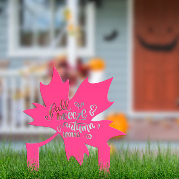 Fall Breeze Autumn Leaves Yard Decoration-Fall Yard Decorations -Outdoor Decorations-Metal Yard Stake