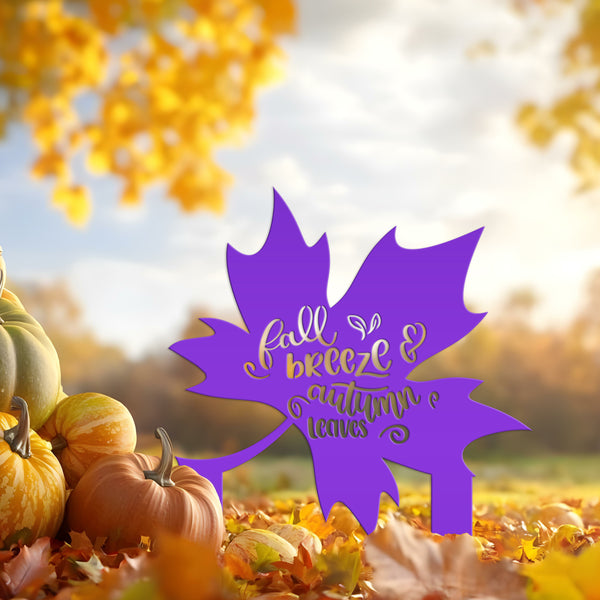Fall Breeze Autumn Leaves Yard Decoration-Fall Yard Decorations -Outdoor Decorations-Metal Yard Stake
