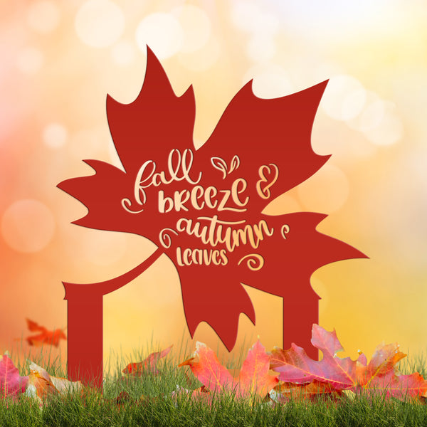 Fall Breeze Autumn Leaves Yard Decoration-Fall Yard Decorations -Outdoor Decorations-Metal Yard Stake