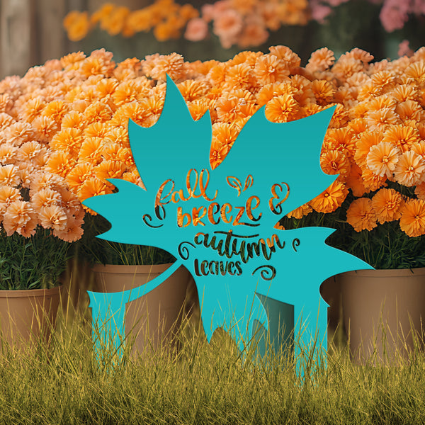 Fall Breeze Autumn Leaves Yard Decoration-Fall Yard Decorations -Outdoor Decorations-Metal Yard Stake