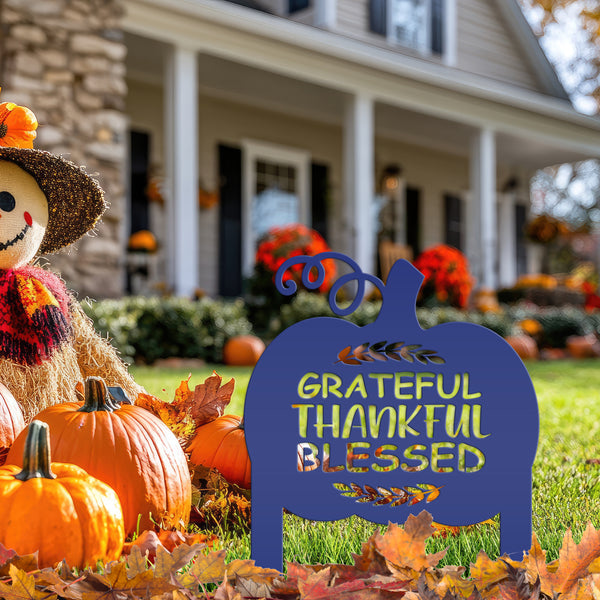 Grateful Thankful Blessed Yard Stake - Autumn Decor-Fall Decor