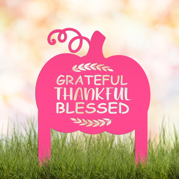 Grateful Thankful Blessed Yard Stake - Autumn Decor-Fall Decor