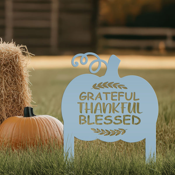Grateful Thankful Blessed Yard Stake - Autumn Decor-Fall Decor