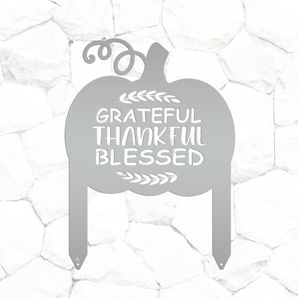Grateful Thankful Blessed Yard Stake - Autumn Decor-Fall Decor
