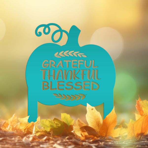 Grateful Thankful Blessed Yard Stake - Autumn Decor-Fall Decor