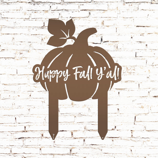 Happy Fall Y'all Pumpkin Outdoor Fall Decor for the Yard - Fall Decor-Metal Yard Stake