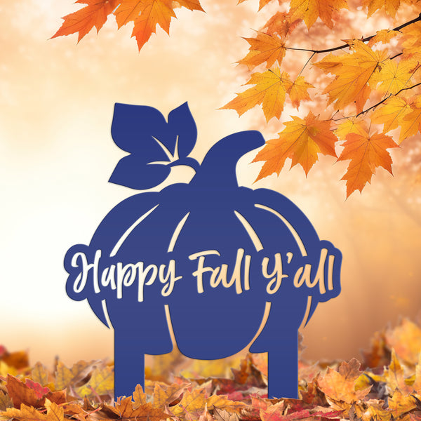 Happy Fall Y'all Pumpkin Outdoor Fall Decor for the Yard - Fall Decor-Metal Yard Stake