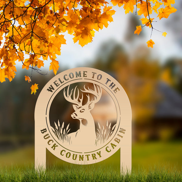 Deer Outdoor Metal Stake - Charming Custom Yard Art - Rustic Garden Sign - Buck Lawn Decor - Unique Personalized Gifts - Father's Day Gift