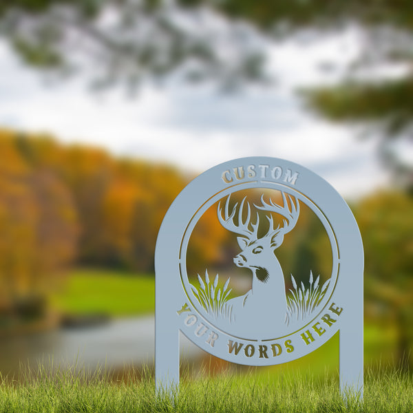 Deer Outdoor Metal Stake - Charming Custom Yard Art - Rustic Garden Sign - Buck Lawn Decor - Unique Personalized Gifts - Father's Day Gift