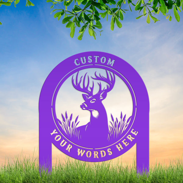 Deer Outdoor Metal Stake - Charming Custom Yard Art - Rustic Garden Sign - Buck Lawn Decor - Unique Personalized Gifts - Father's Day Gift