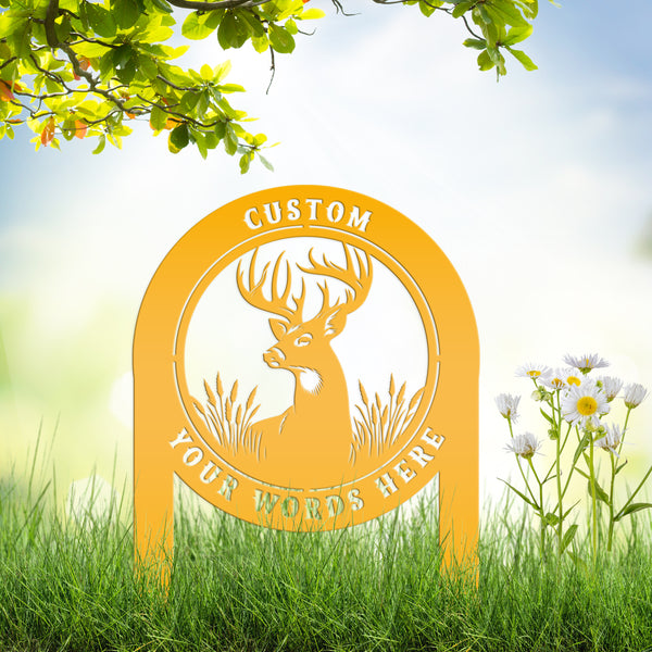 Deer Outdoor Metal Stake - Charming Custom Yard Art - Rustic Garden Sign - Buck Lawn Decor - Unique Personalized Gifts - Father's Day Gift