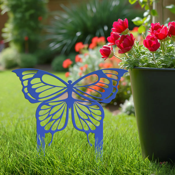 Outdoor Butterfly Metal Yard Stake Sign - Butterfly Yard Decor-Butterfly Lawn Ornament- Butterfly Flower Garden