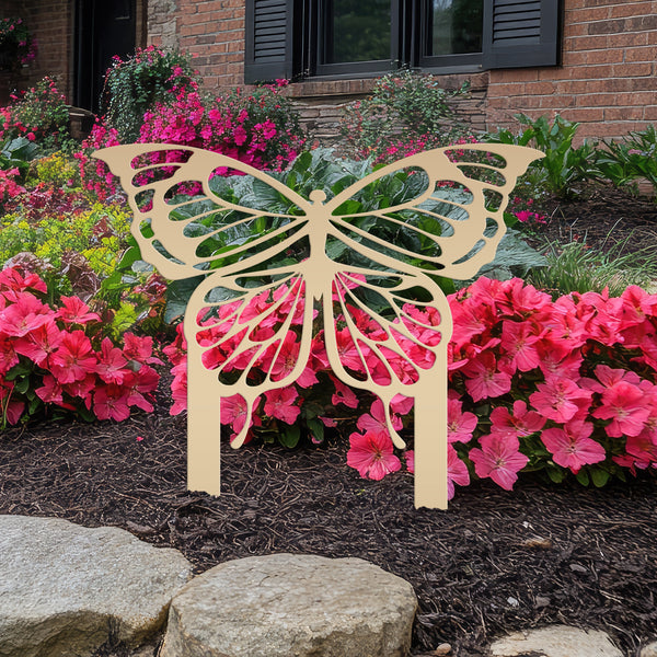 Outdoor Butterfly Metal Yard Stake Sign - Butterfly Yard Decor-Butterfly Lawn Ornament- Butterfly Flower Garden