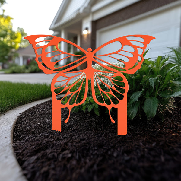 Outdoor Butterfly Metal Yard Stake Sign - Butterfly Yard Decor-Butterfly Lawn Ornament- Butterfly Flower Garden