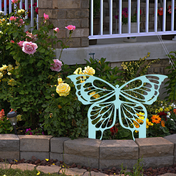 Outdoor Butterfly Metal Yard Stake Sign - Butterfly Yard Decor-Butterfly Lawn Ornament- Butterfly Flower Garden