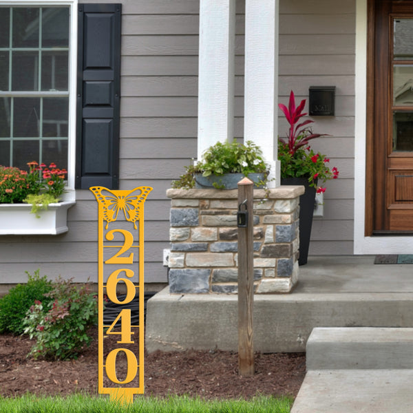 Butterfly Address Metal Yard Stake - House Numbers Address Yard Sign