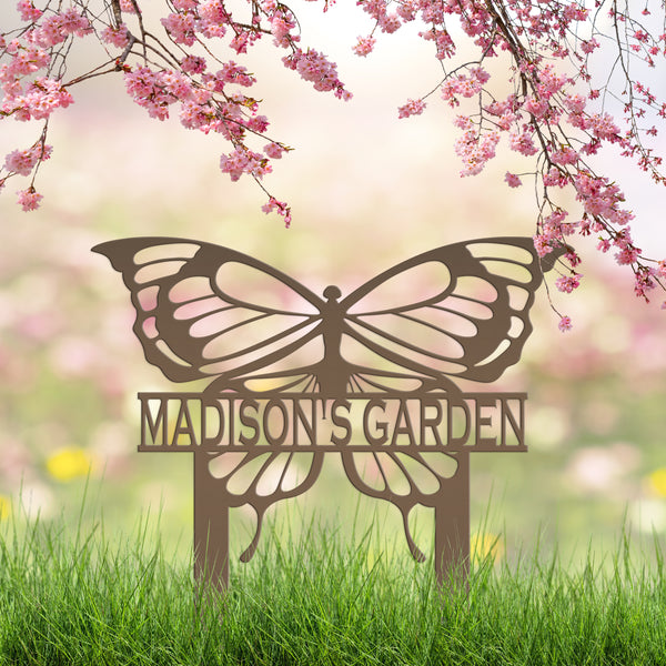 Custom-Personalized  Butterfly Welcome Metal Yard Stake Sign-Butterfly Lover-Butterfly Design-Butterfly Lawn-Yard Art-Yard Decorations-Lawn Ornaments-Garden Stakes Art-Mother's Day Gift