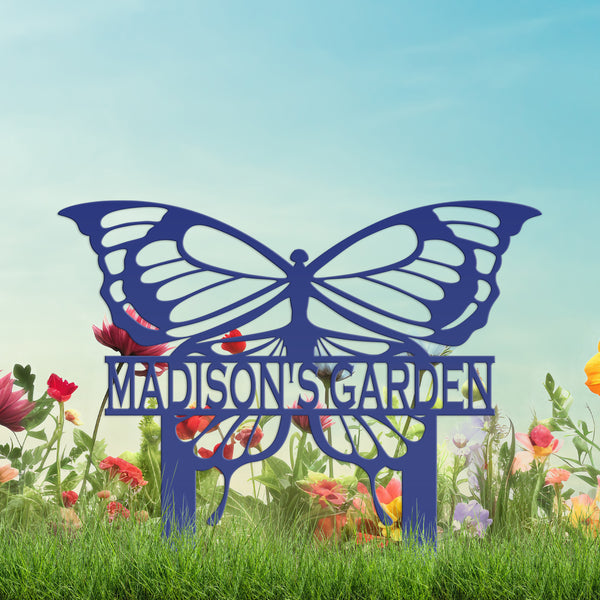 Custom-Personalized  Butterfly Welcome Metal Yard Stake Sign-Butterfly Lover-Butterfly Design-Butterfly Lawn-Yard Art-Yard Decorations-Lawn Ornaments-Garden Stakes Art-Mother's Day Gift