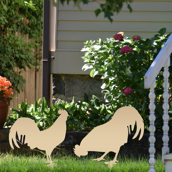 Chicken Garden Metal Yard Stakes-Chicken Lawn Ornaments