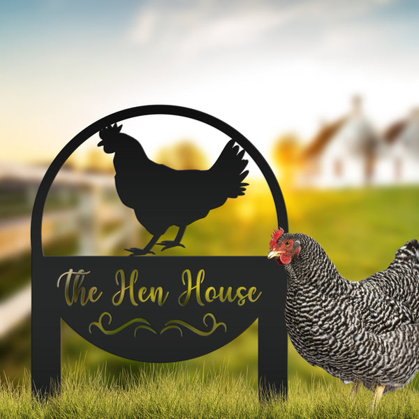 Custom Chicken Farm Metal Yard Stake - Animal Garden Decoration - Farmhouse Lawn Ornament - Rustic Decor - Personalized Chicken Coop Sign