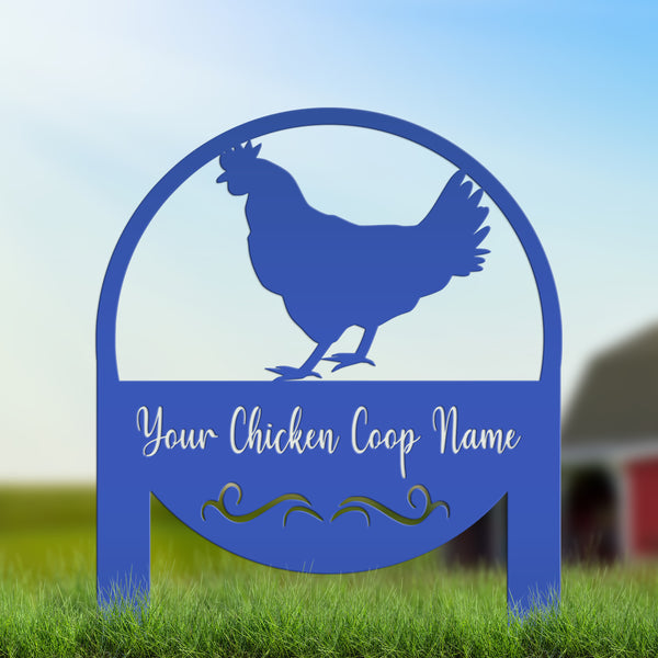 Custom Chicken Farm Metal Yard Stake - Animal Garden Decoration - Farmhouse Lawn Ornament - Rustic Decor - Personalized Chicken Coop Sign