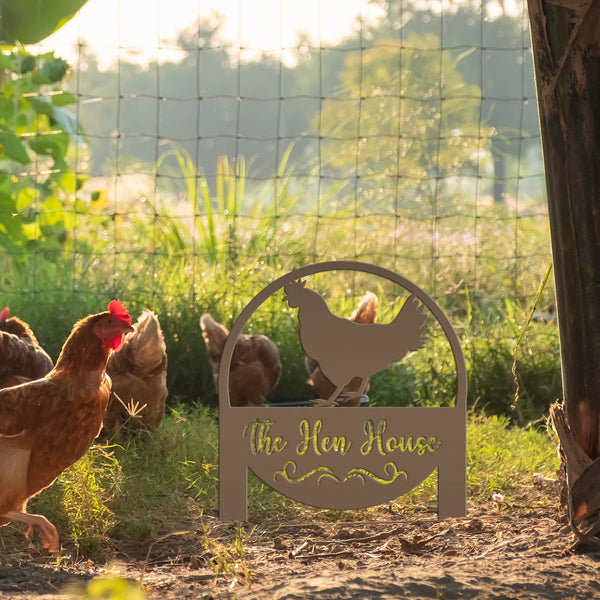 Custom Chicken Farm Metal Yard Stake - Animal Garden Decoration - Farmhouse Lawn Ornament - Rustic Decor - Personalized Chicken Coop Sign