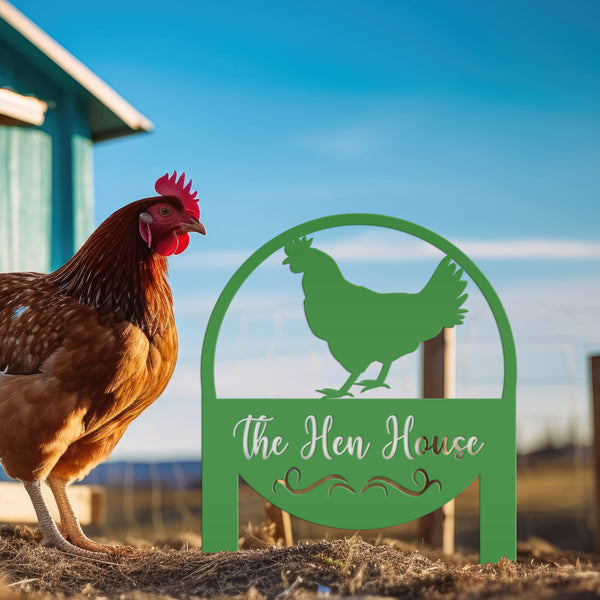 Custom Chicken Farm Metal Yard Stake - Animal Garden Decoration - Farmhouse Lawn Ornament - Rustic Decor - Personalized Chicken Coop Sign