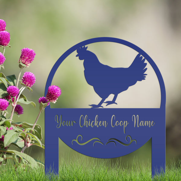 Custom Chicken Farm Metal Yard Stake - Animal Garden Decoration - Farmhouse Lawn Ornament - Rustic Decor - Personalized Chicken Coop Sign