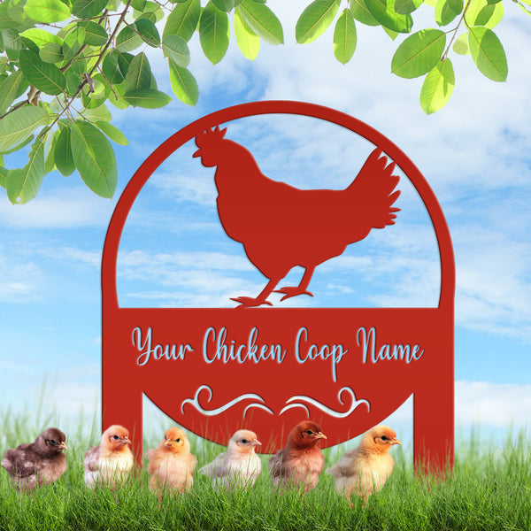 Custom Chicken Farm Metal Yard Stake - Animal Garden Decoration - Farmhouse Lawn Ornament - Rustic Decor - Personalized Chicken Coop Sign