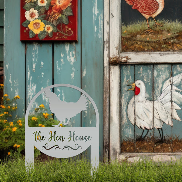 Custom Chicken Farm Metal Yard Stake - Animal Garden Decoration - Farmhouse Lawn Ornament - Rustic Decor - Personalized Chicken Coop Sign