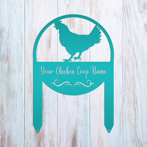 Custom Chicken Farm Metal Yard Stake - Animal Garden Decoration - Farmhouse Lawn Ornament - Rustic Decor - Personalized Chicken Coop Sign