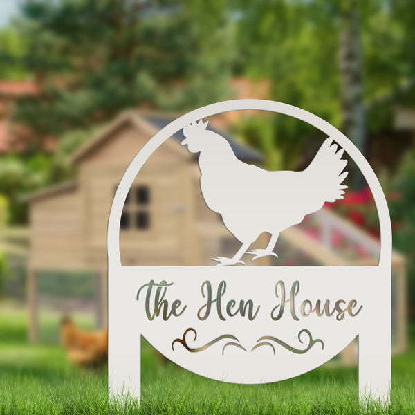 Custom Chicken Farm Metal Yard Stake - Animal Garden Decoration - Farmhouse Lawn Ornament - Rustic Decor - Personalized Chicken Coop Sign